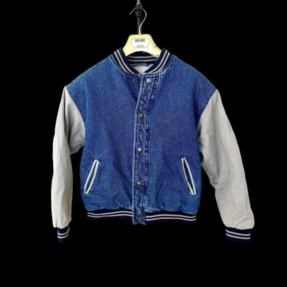 Y2K North‎ Bay Jacket Vintage 90's Varsity Sz Small Denim College Distressed